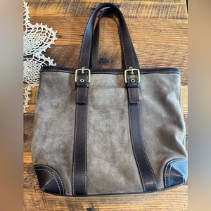 Coach Tan and Black Suede Shoulder Bag